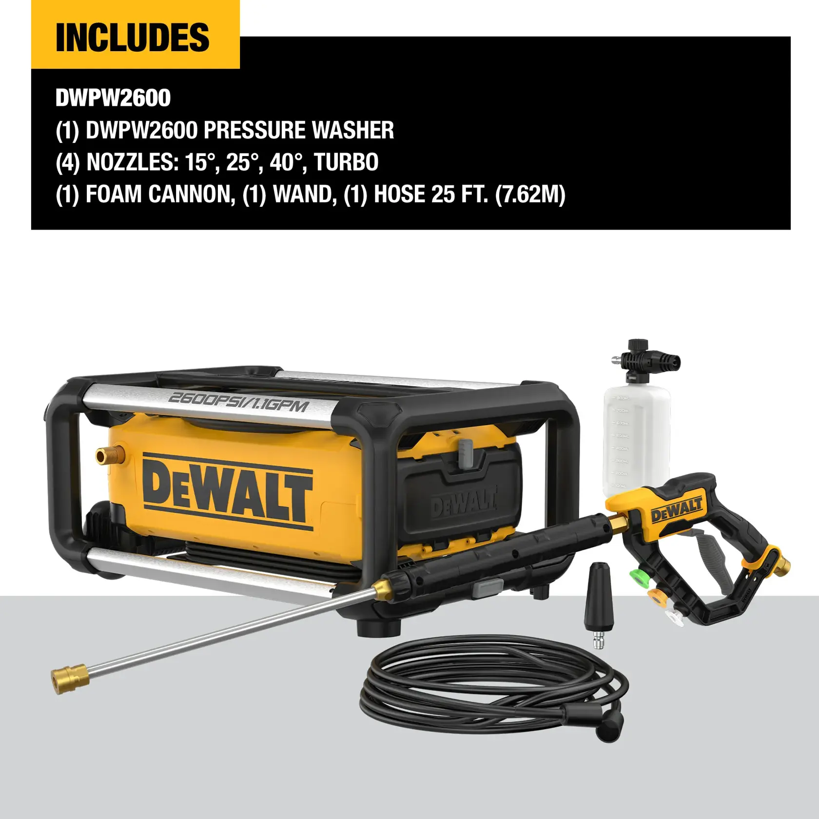 DEWALT® 2600 PSI 1.1 GPM Electric Jobsite Pressure Washer