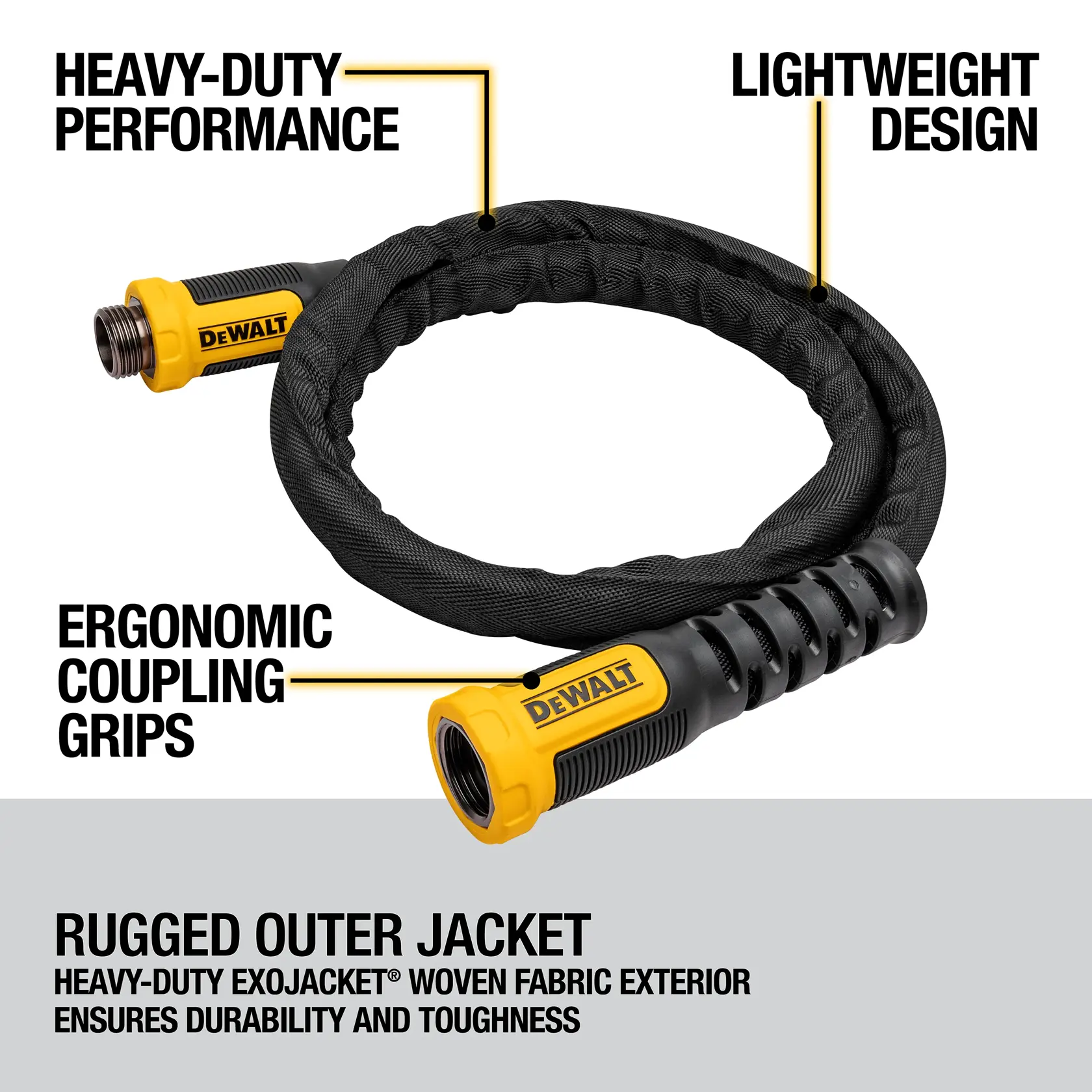 DEWALT® 6 ft. x 5/8-in. Heavy-Duty Professional Grade Fabric Garden Hose